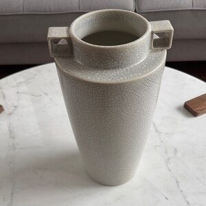 West Elm Crackle-Glazed Ceramic Vase in Pale Gray
